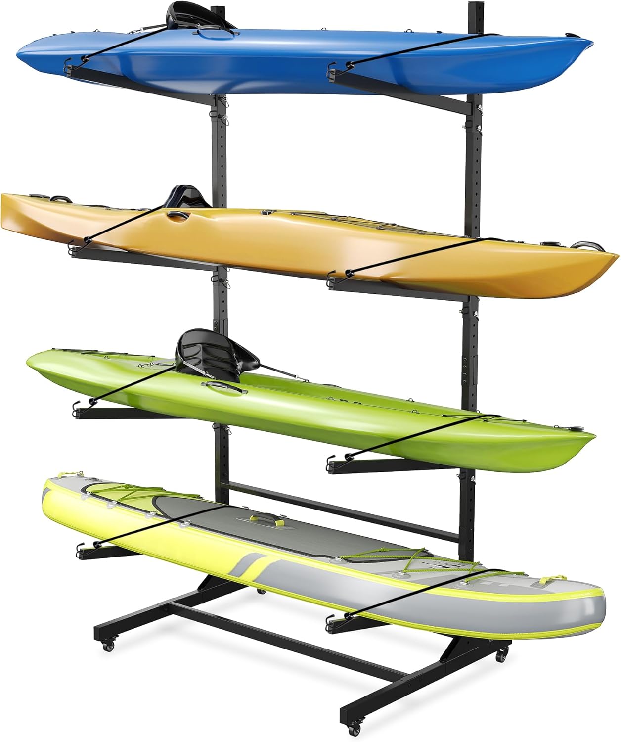 Freestanding Kayak Storage Rack for 2-6 Kayaks with Wheels