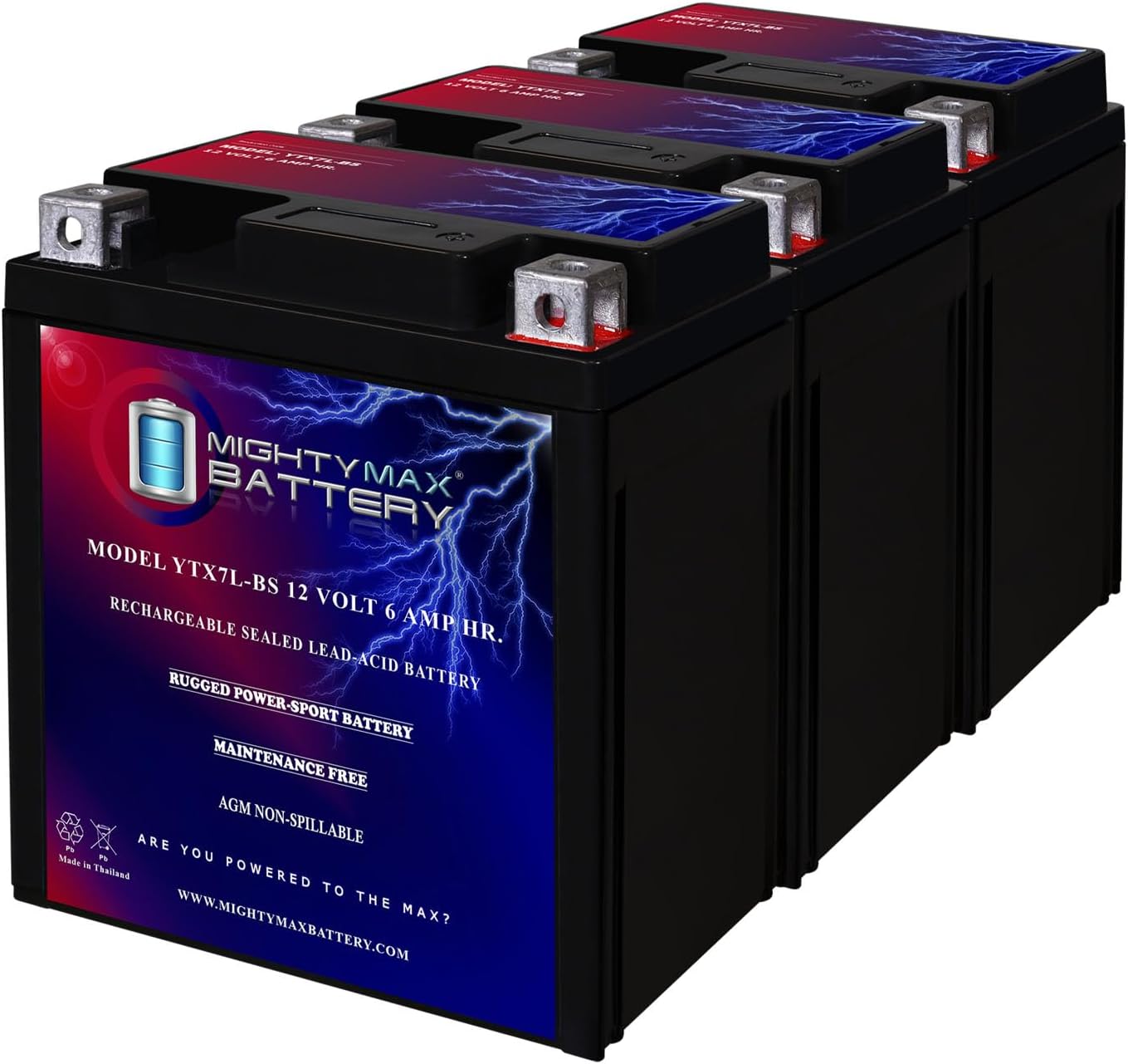 Mighty Max YTX7L-BS 12V 6AH Sealed AGM Battery for Motorcycles