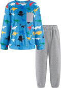 Arshiner Boys Fleece Colorblock Sweatshirt & Pants Set for Kids