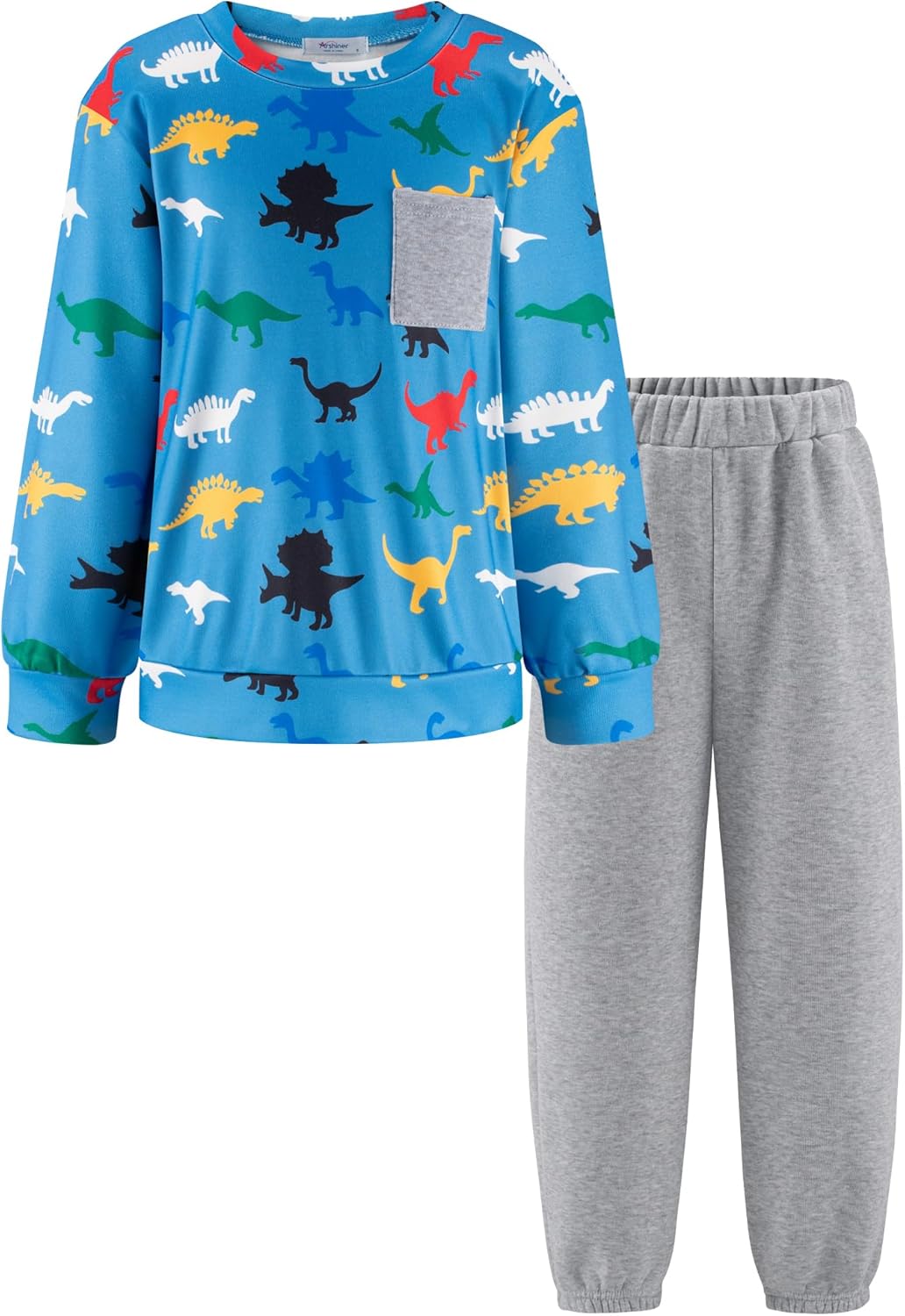 Arshiner Boys Fleece Colorblock Sweatshirt & Pants Set for Kids