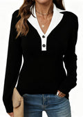 LOMON Sweaters for Women V-Neck Collared Pullover - Soft, Dressy
