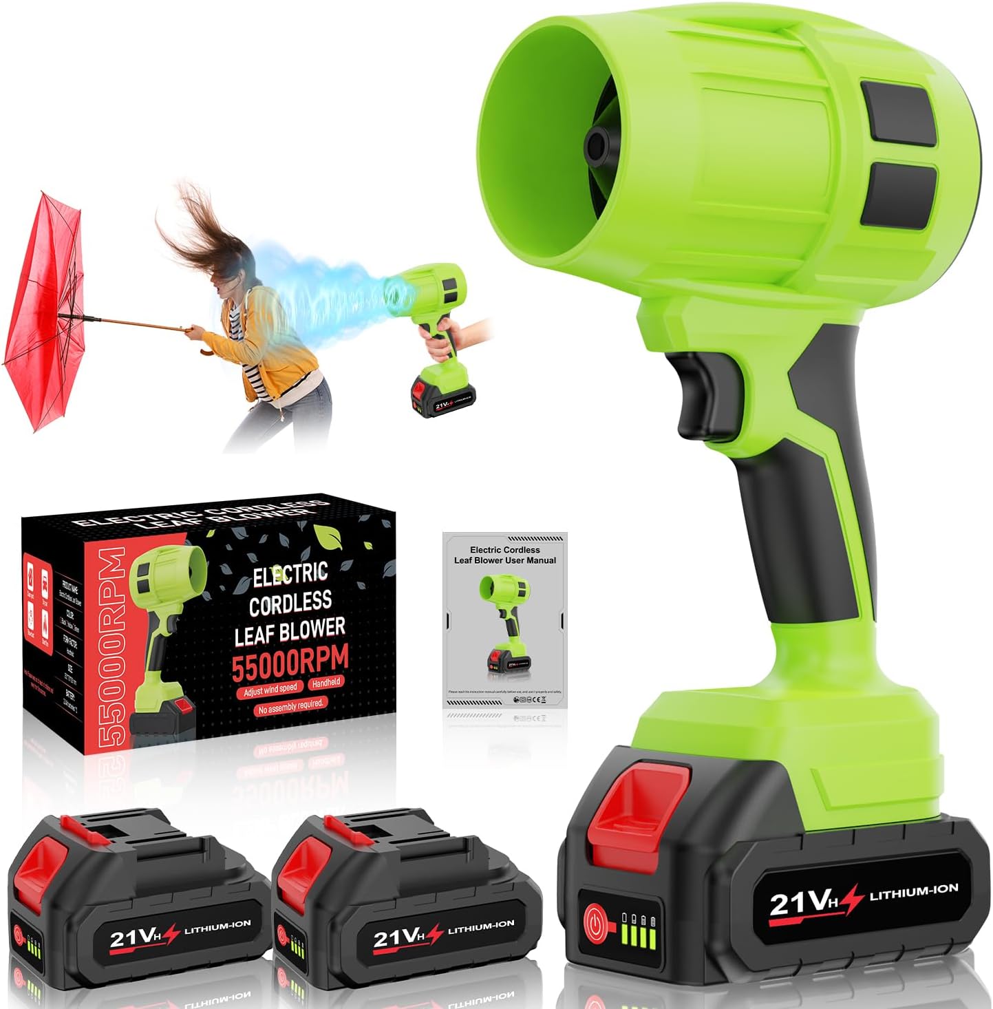 Leaf Blower Cordless with Battery for Lawn Care and More