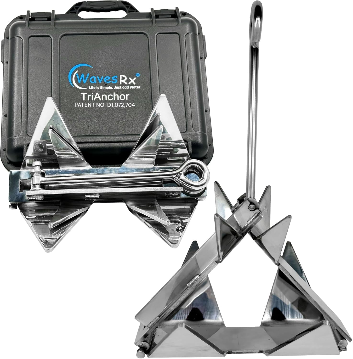 WAVESRX TriAnchor - Compact Stainless Steel Boat Anchor Kit
