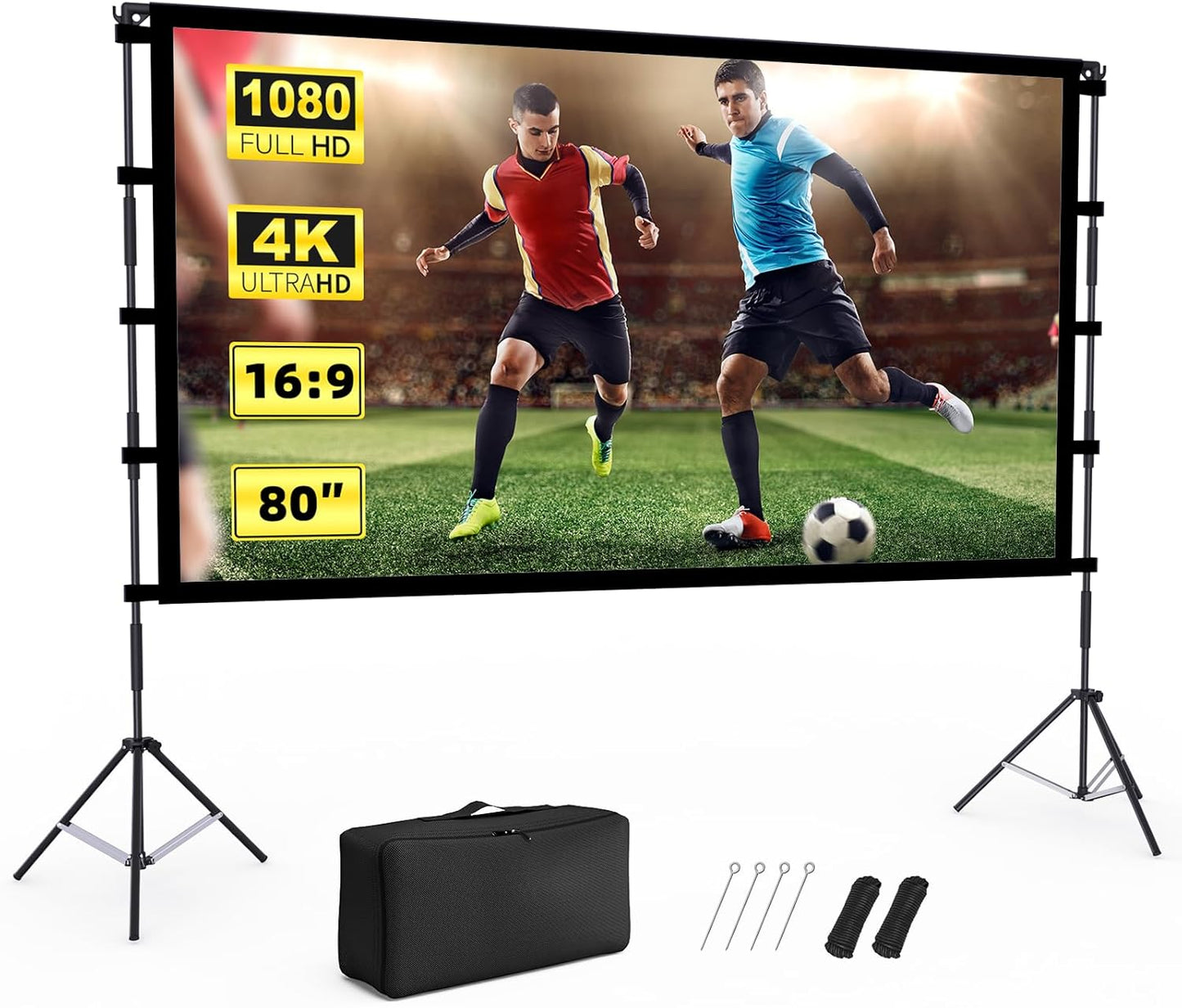Vamvo Projector Screen Outdoor - 80in Portable Movie Screen