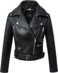 Tanming Women's Faux Leather Moto Biker Short Coat Jacket (Style R2RM)