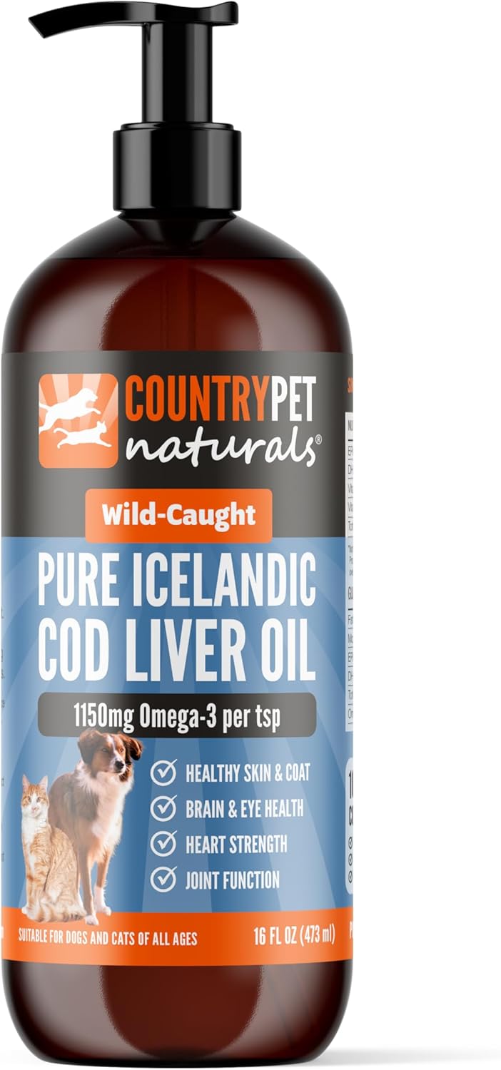 Wild Caught Pure Cod Liver Oil for Pets - Highest Omega 3 Levels