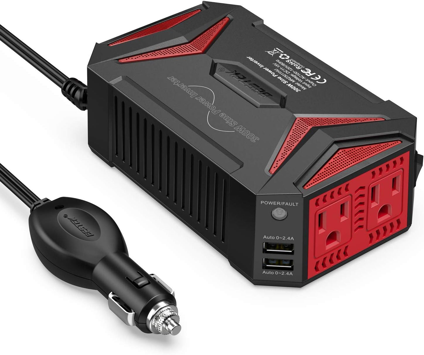 BESTEK 300W Pure Sine Wave Power Inverter for Car Charging