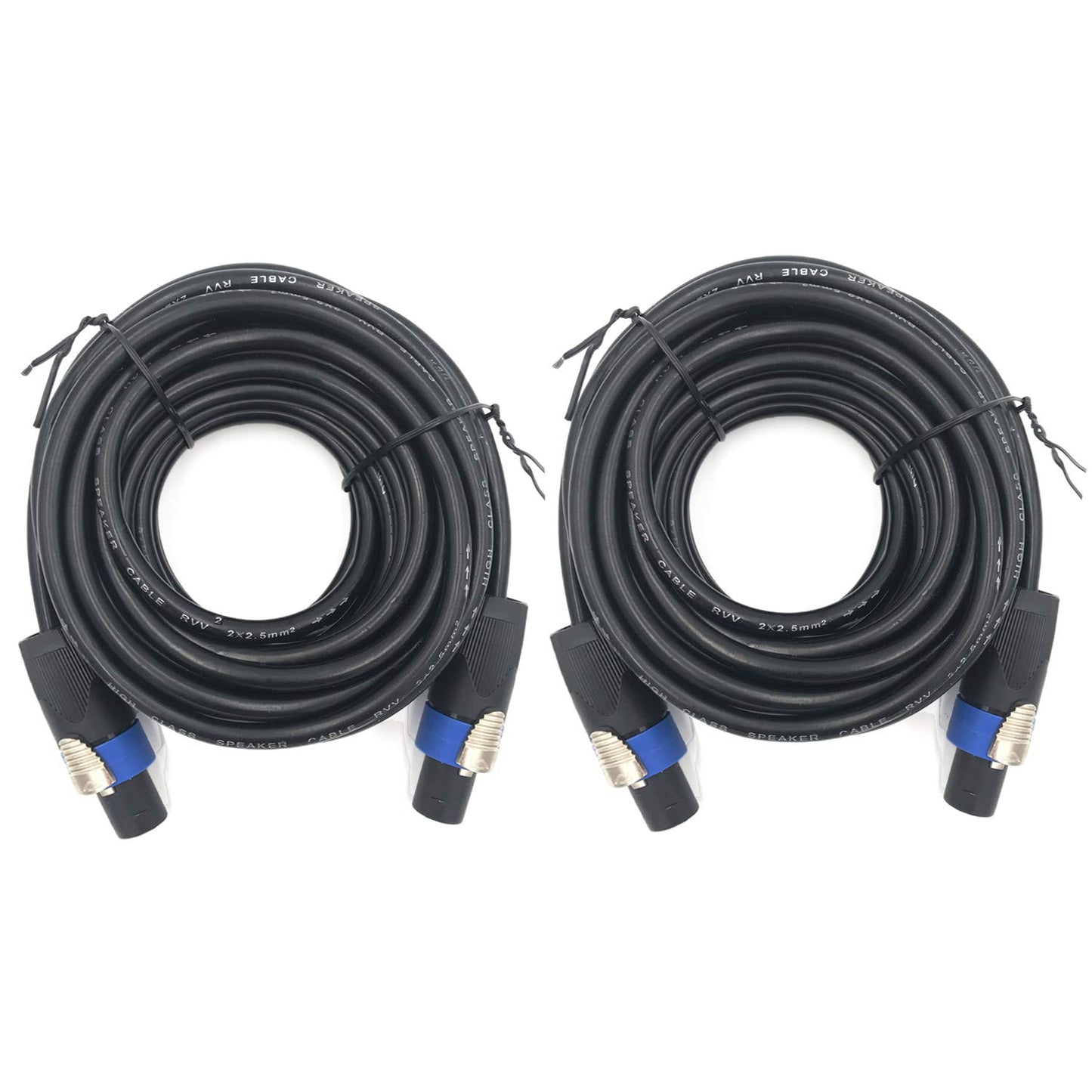 2 Pack 50ft Pro Speakon to Speakon Cable for Audio Needs