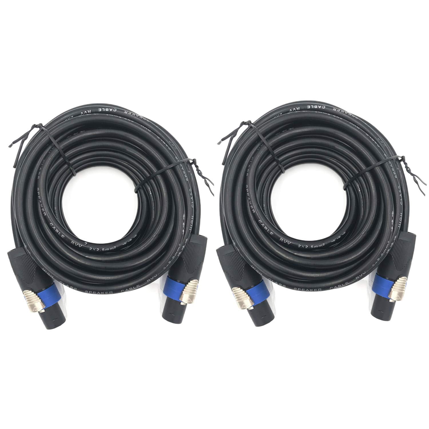 2 Pack 50ft Pro Speakon to Speakon Cable for Audio Needs