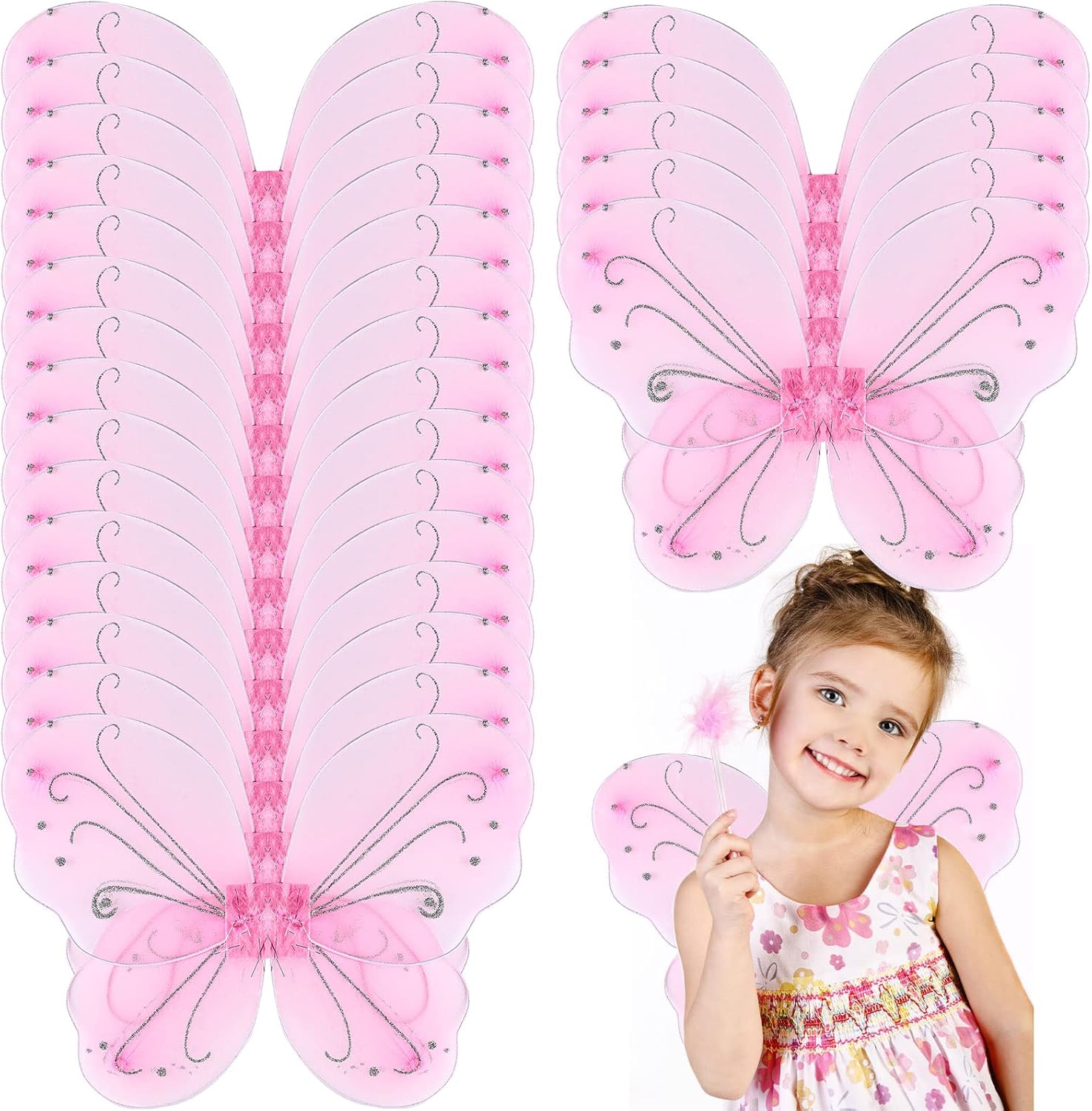 Chivao 20 Pieces Fairy Wings for Kids Birthday Wedding Decor
