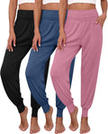 3 Pack Women's Lounge Pants - High Waisted Cozy Joggers with Pockets