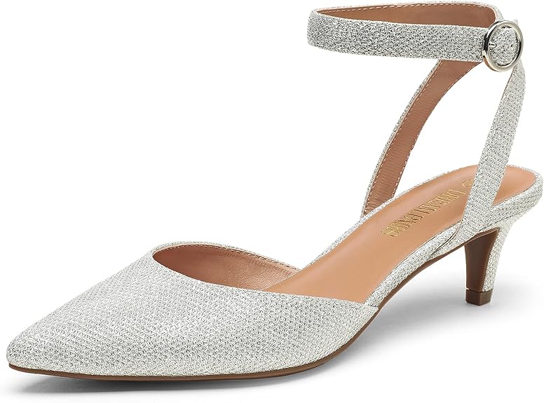 DREAM PAIRS Low Heels for Women Wedding Dress Closed Toe Pumps