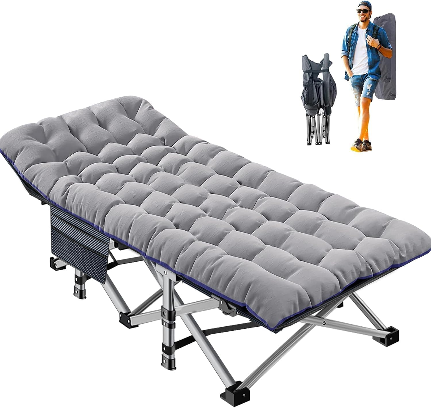 ABORON Oversized Folding Camping Cot for Adults - Heavy Duty