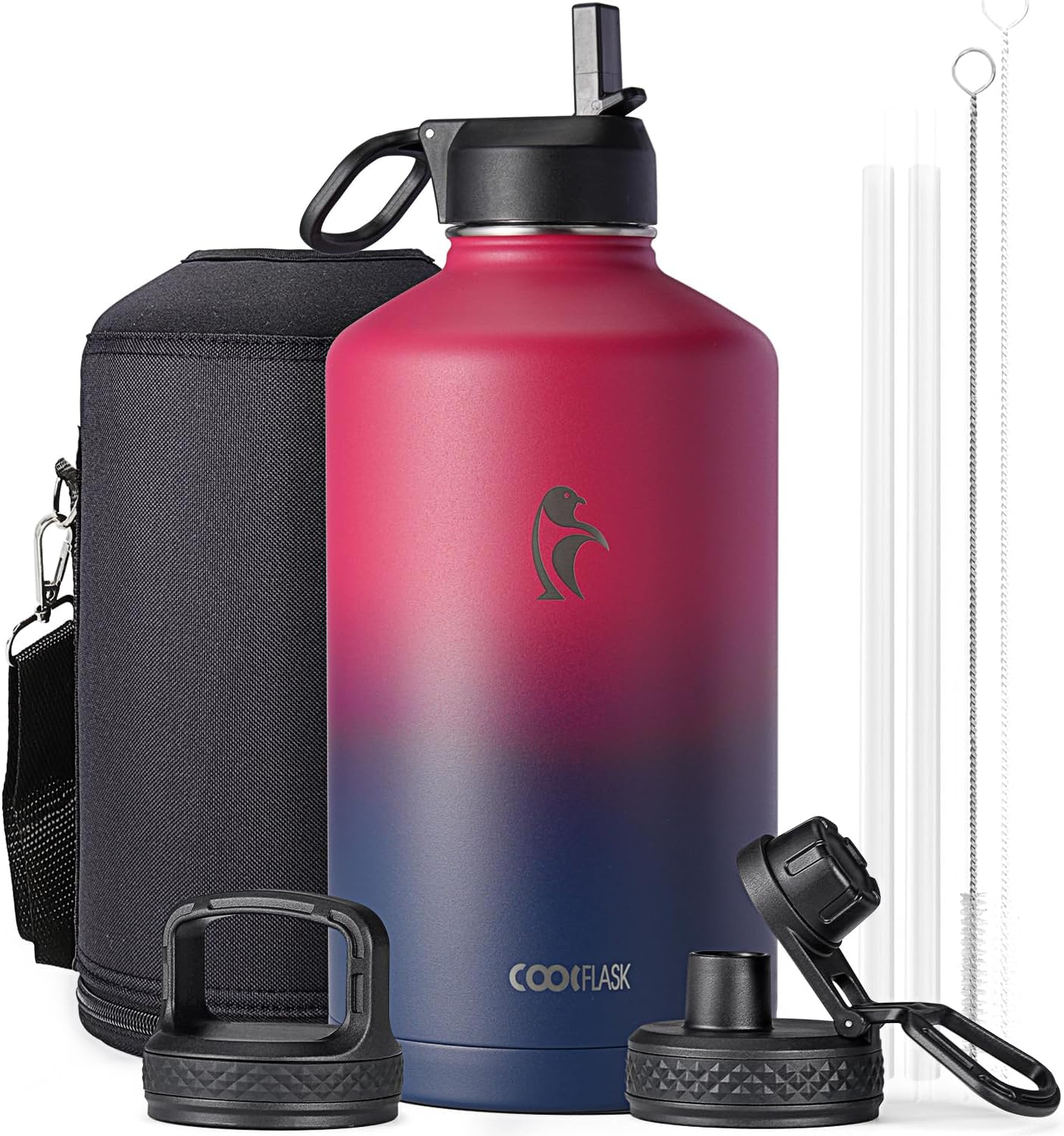 Coolflask 128 oz Insulated Water Bottle for Sports and Office