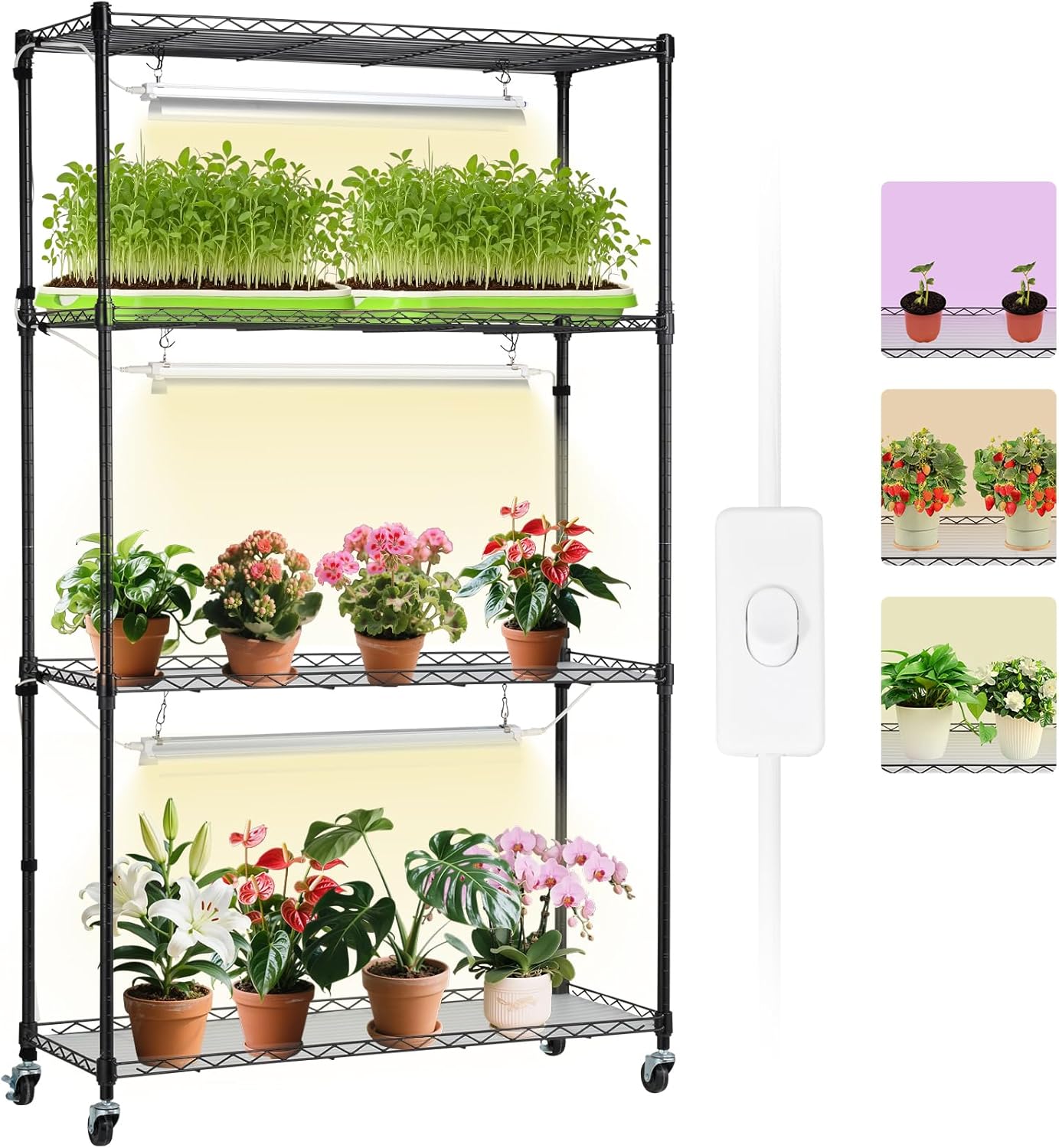 VEVOR Plant Stand with Grow Light for Indoor Plants Display