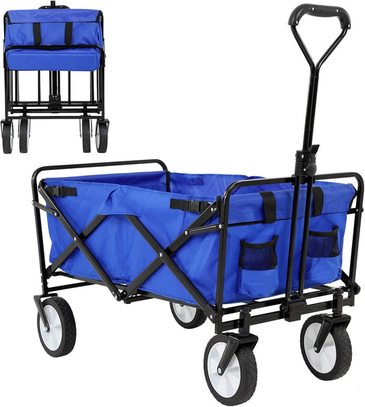 Heavy Duty Collapsible Beach Wagon ~ All-Terra Wheels, 2 Drink Holders!