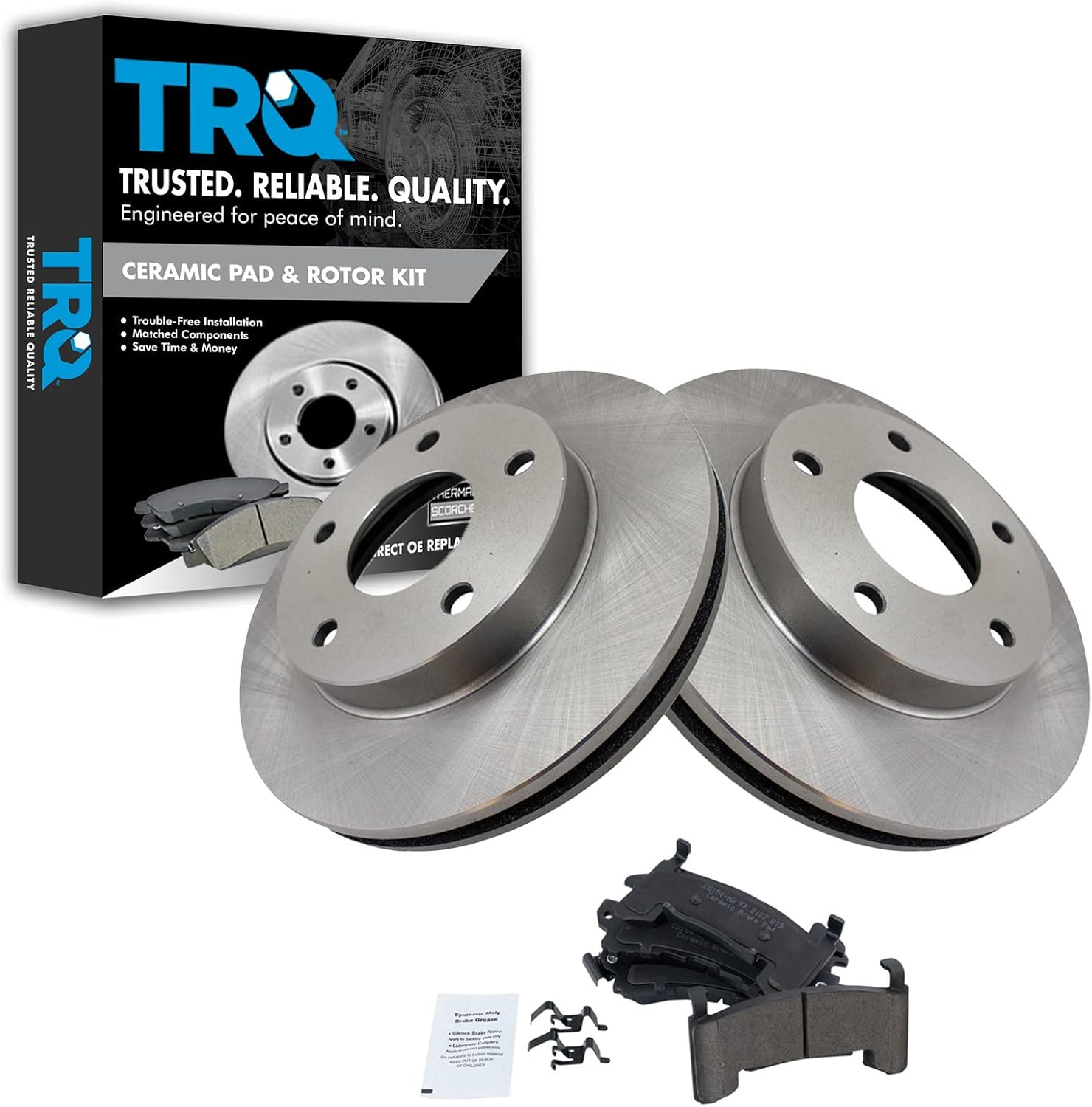 TRQ Rotor Brake Pad Ceramic Front or Rear Kit for Vehicles