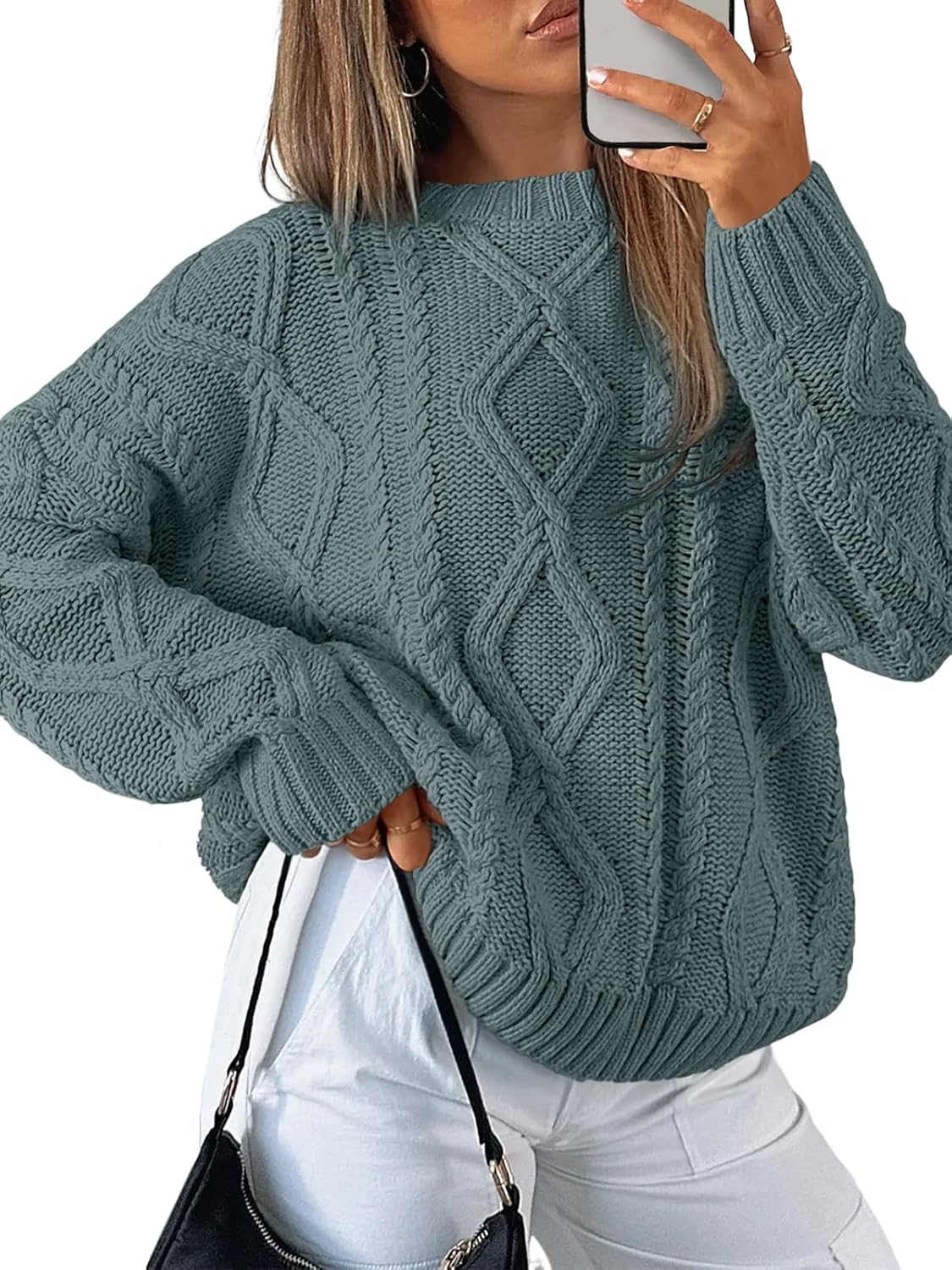 Trendy Queen Women's Oversized Cable Knit Crewneck Sweater Review