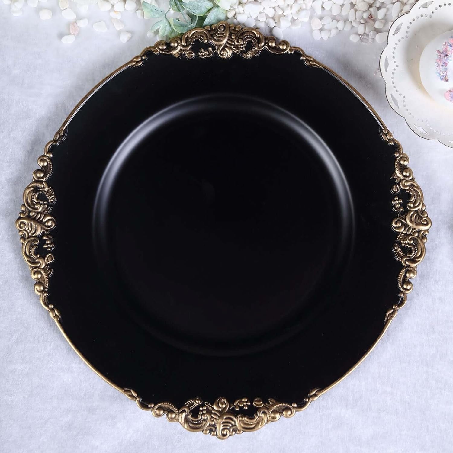 13 Inch Black Acrylic Charger Plates Set of 24 for Events