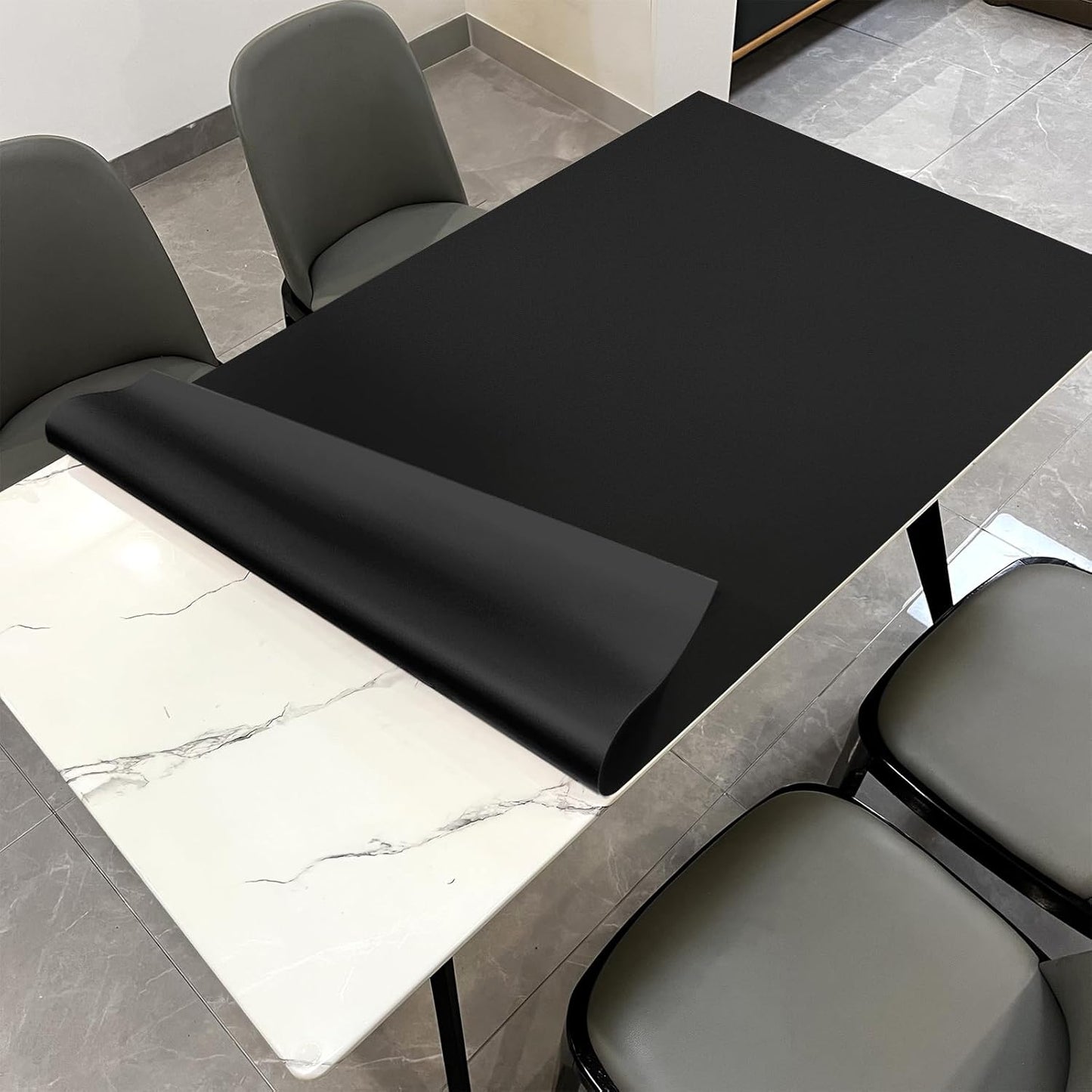 Leather Table Cover Protector for Dining Room Table 42x60 in Black
