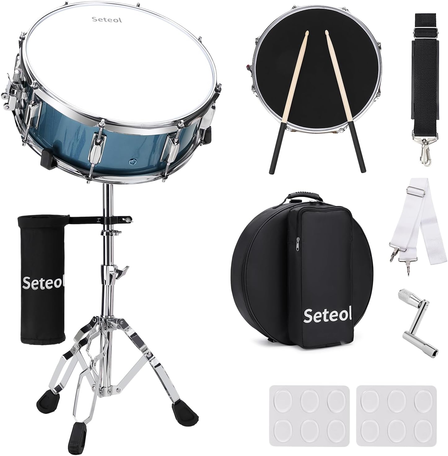 14x5.5 Snare Drum Set with Stand and Accessories for All Levels