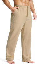 Men's Cotton Sweatpants with Zipper Pockets - Open Bottom Lounge Fit