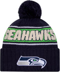 NFL Sideline Sherpa Striped Pom Beanie - Warm Team Knit Hat
