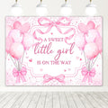 Pink Bow Baby Shower Backdrop 10x7ft - Sweet Girl Photo Background