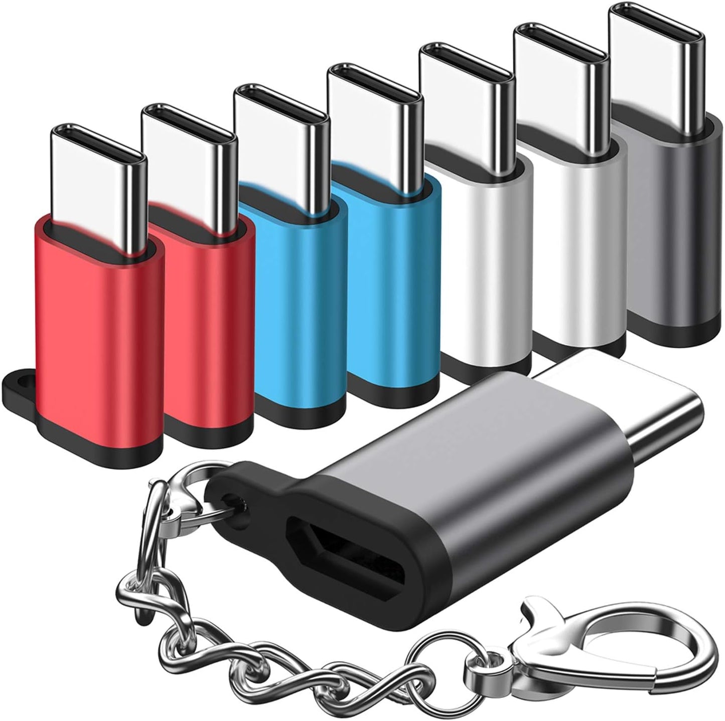 8-Pack Aluminum USB-C Adapter Set - Fast Charging for Multiple Devices