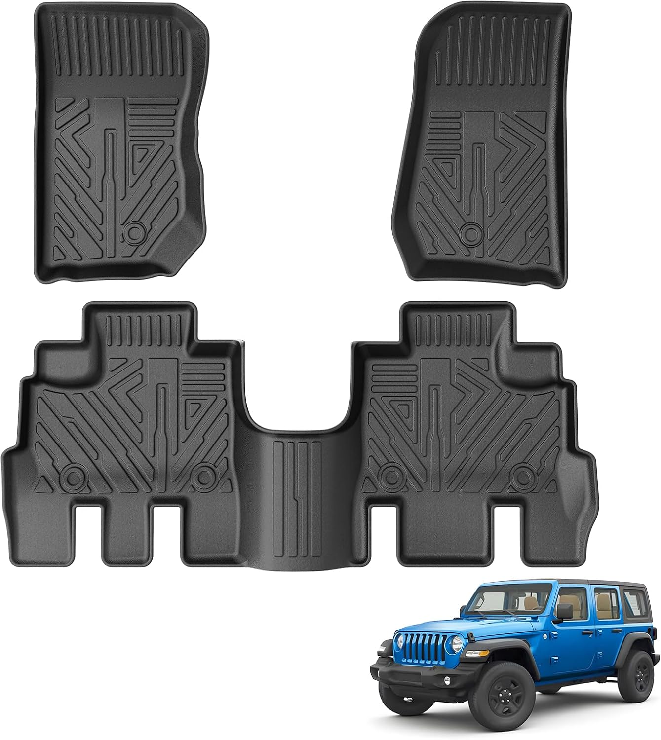 Powerty Floor Mats for Jeep Wrangler JK 2014-2018 All Weather
