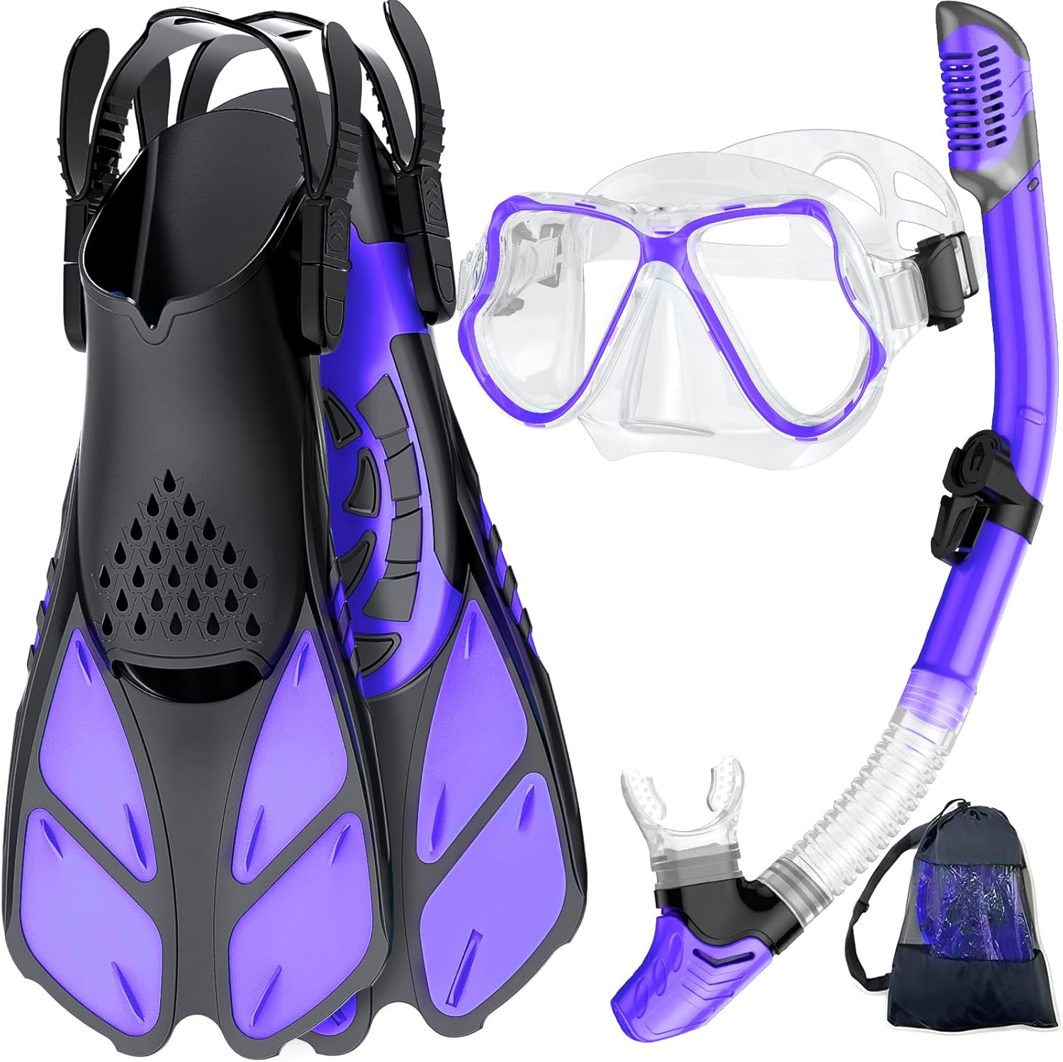 Zenoplige Snorkel Set with Panoramic Mask and Adjustable Fins