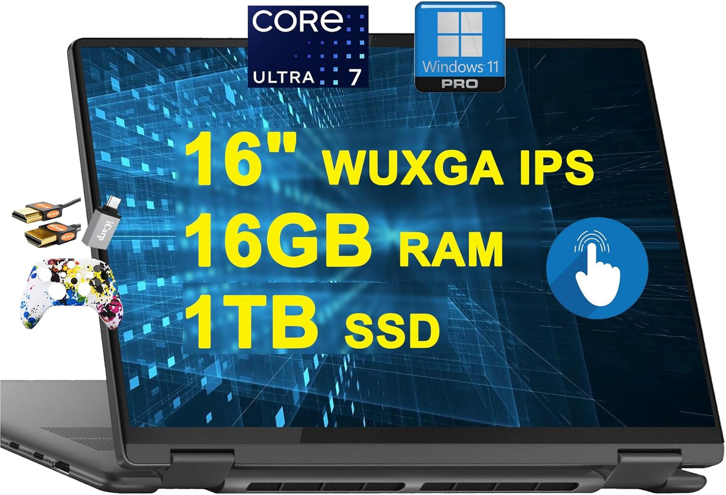 Lenovo Yoga 7 16 2-in-1 AI PC Laptop with 16GB RAM and 1TB SSD