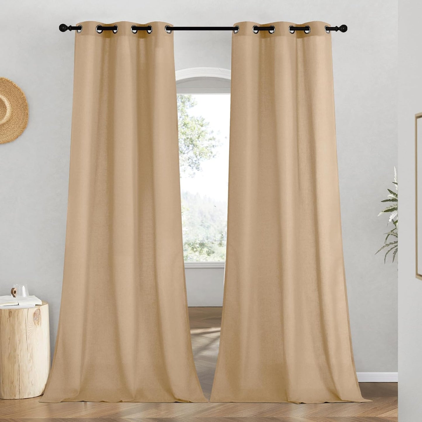 NICETOWN Rustic Linen 96 inch Long Curtains for Living Room