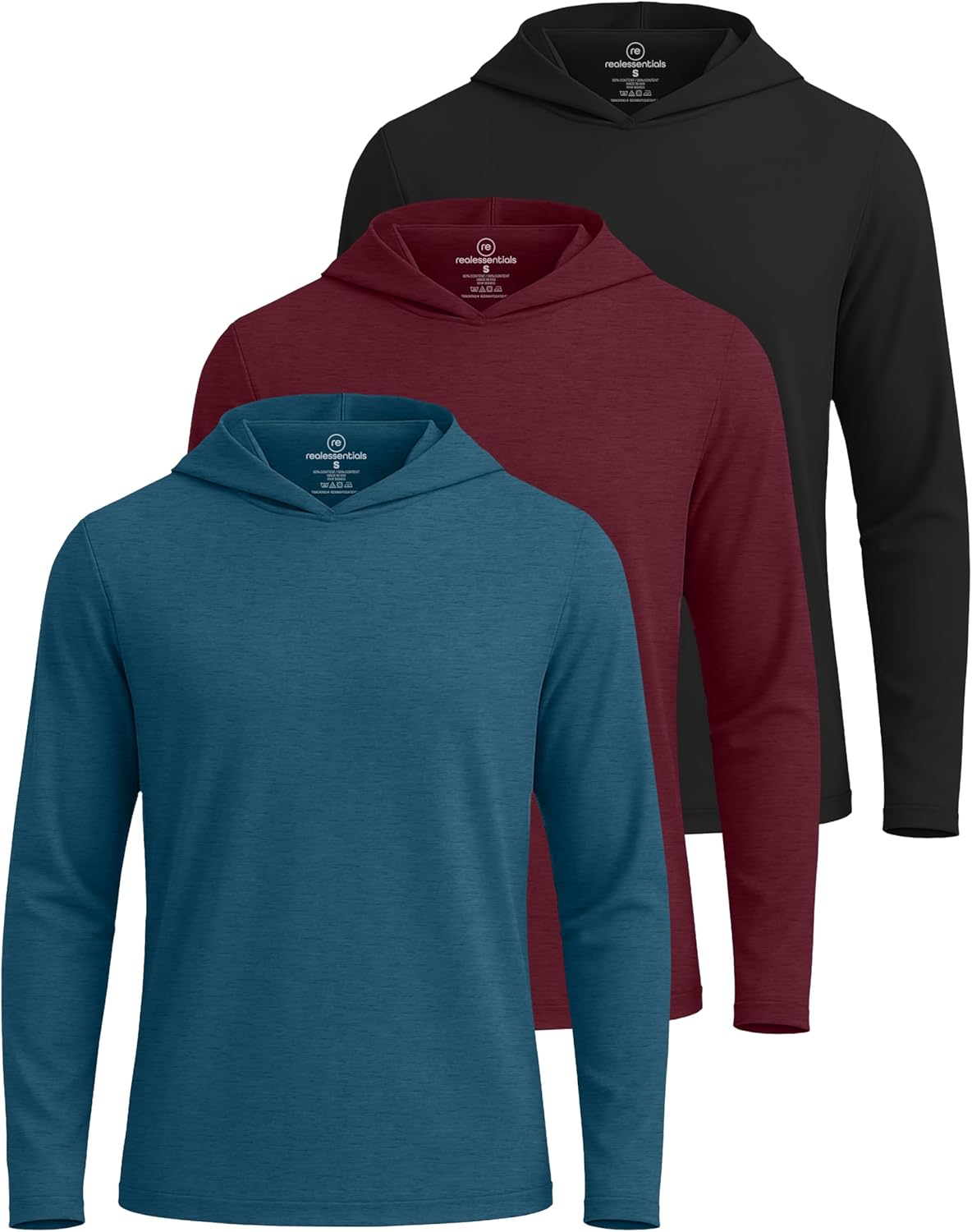 Men's Dry Fit Wicking Long Sleeve Fishing Hoodie Pullover 3 Pack