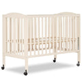 Full-Size 2-in-1 Folding Baby Crib in French White - Portable & Safe