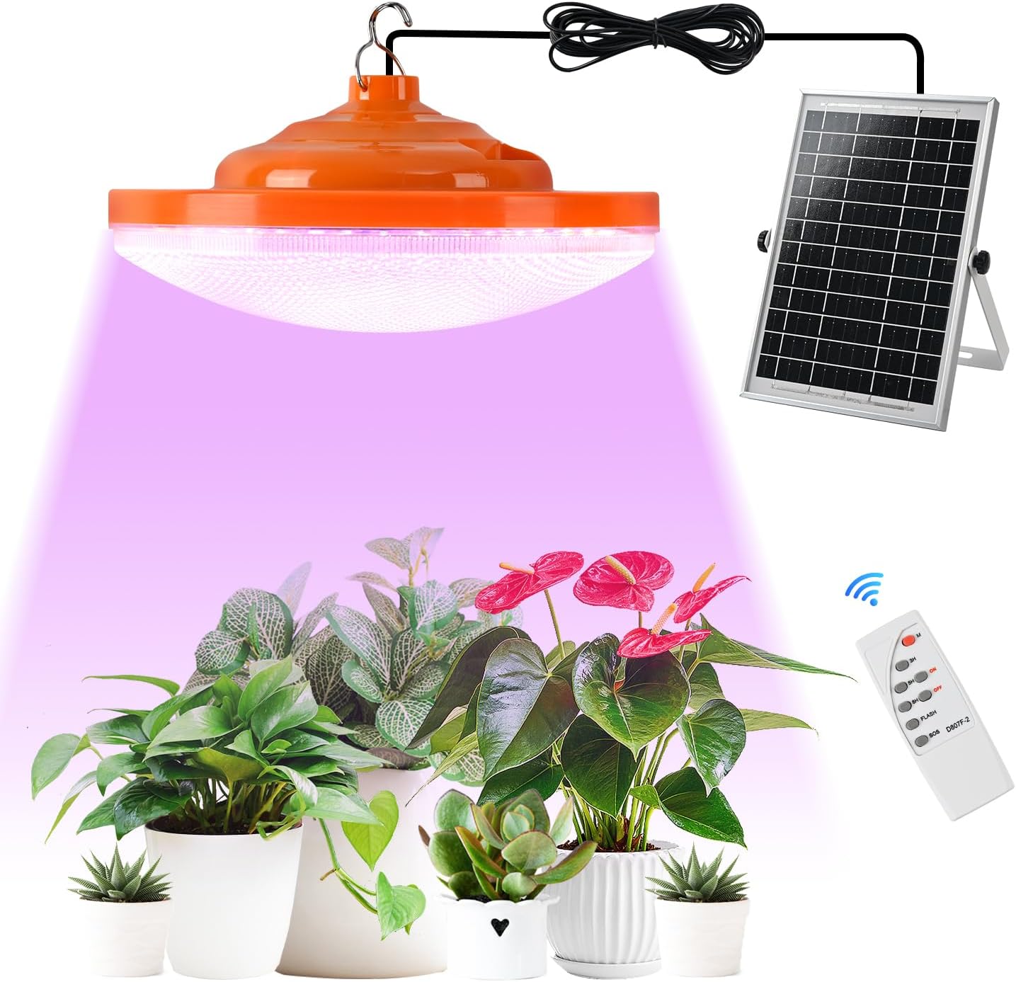 Solar Plant Grow Light with Timer and Remote Control for Indoor Use