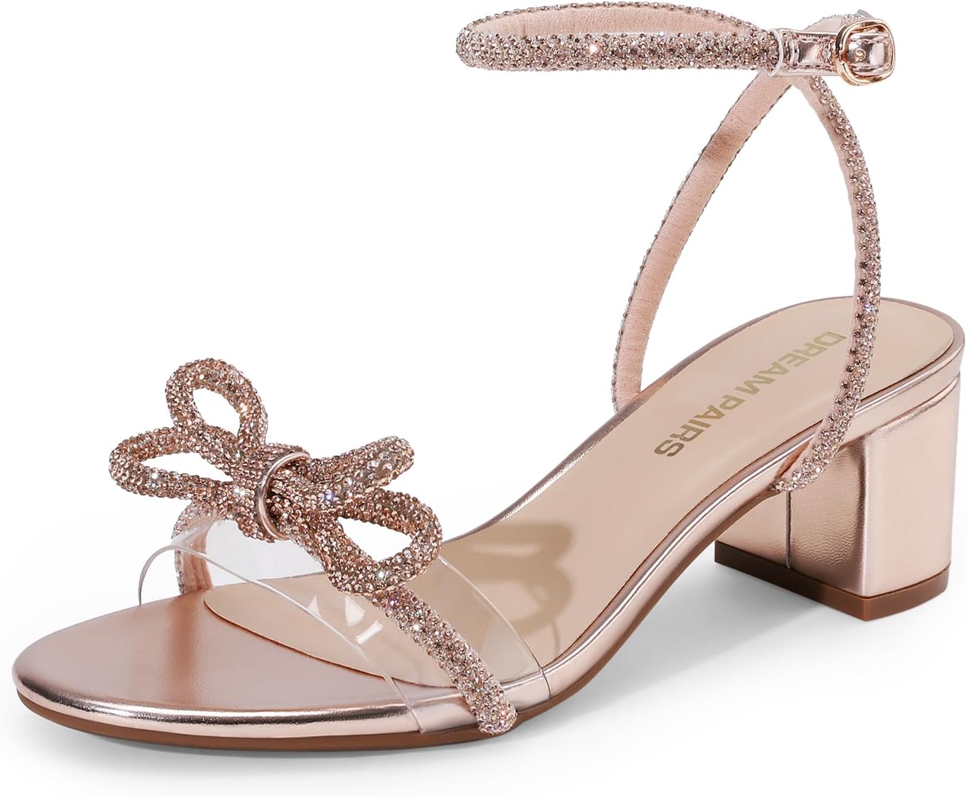 DREAM PAIRS Women's Double Bowknots Crystal Sandals for Weddings