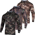 Men's Camo Shirts 3-Pack Hooded Long Sleeve - Lightweight Outdoor Wear