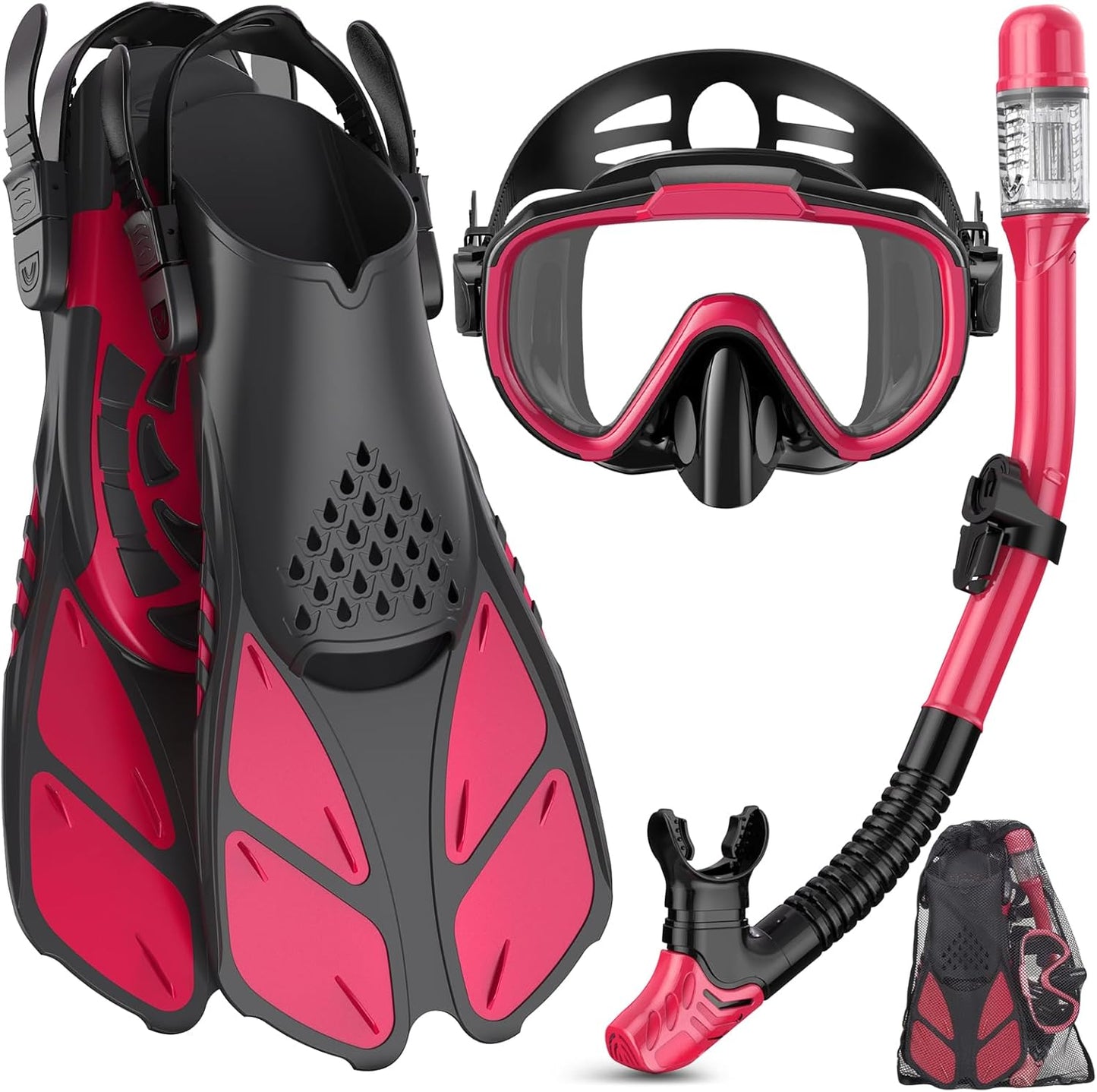 Snorkeling Gear for Adults - 4 in 1 Set with Fins and Mask