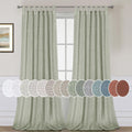 Ultra Luxurious Solid High Woven Linen Semi Sheer Curtains - Sage
