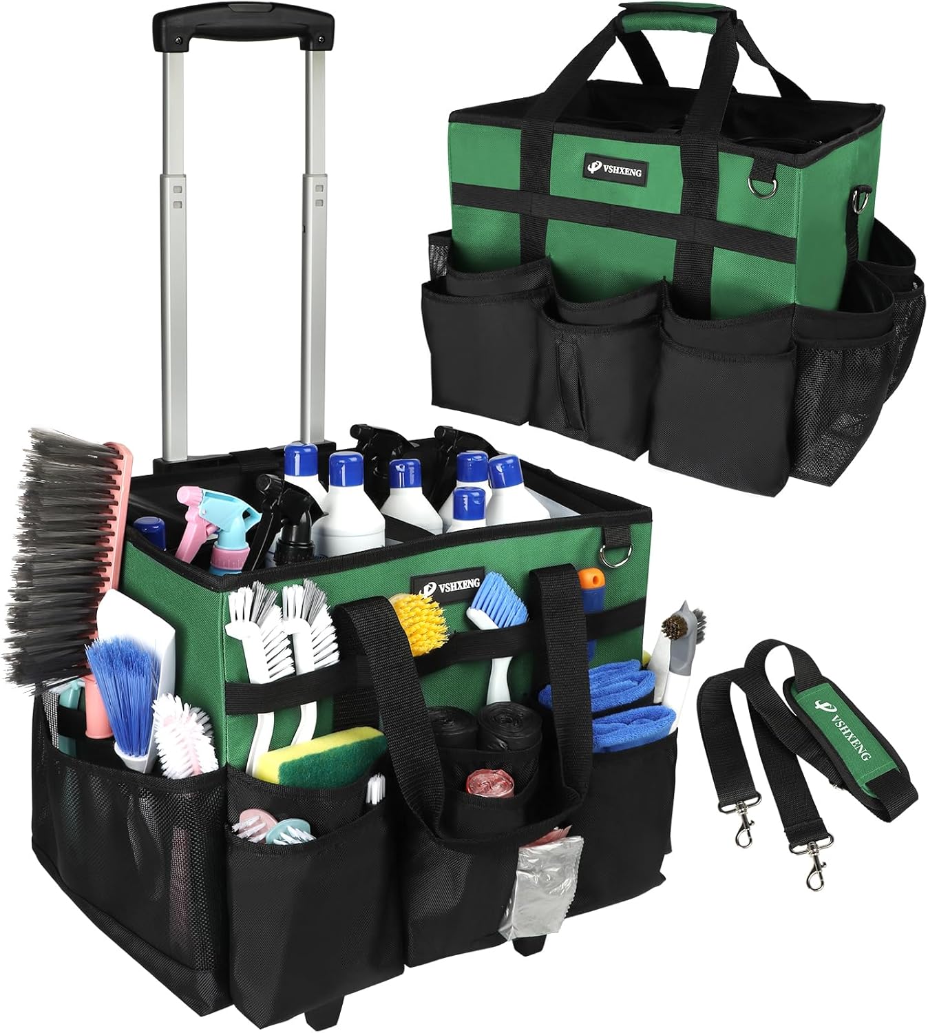Large Rolling Cleaning Caddy Bag with Wheels for Easy Use