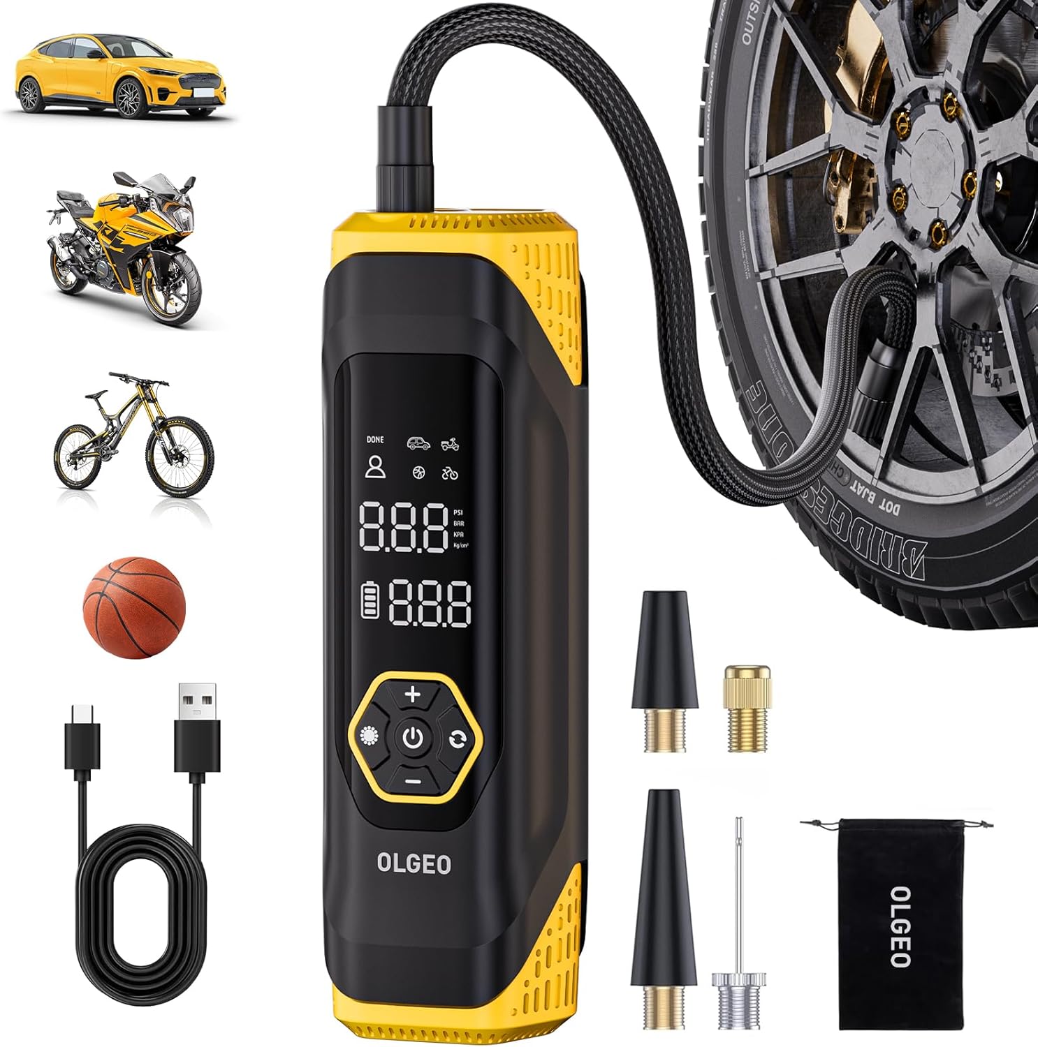 Olgeo Cordless Tire Inflator - Smart 180PSI Pump
