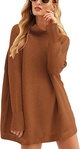ANRABESS Women Fall Casual Turtleneck Batwing Sleeve Sweater