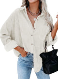 Dokotoo Womens Corduroy Button Down Shirt - Oversized Soft Boyfriend