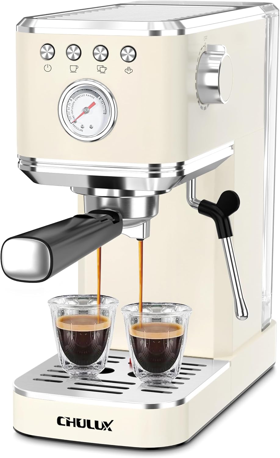 CHULUX Slim Espresso Machine with Milk Frother for Home Use