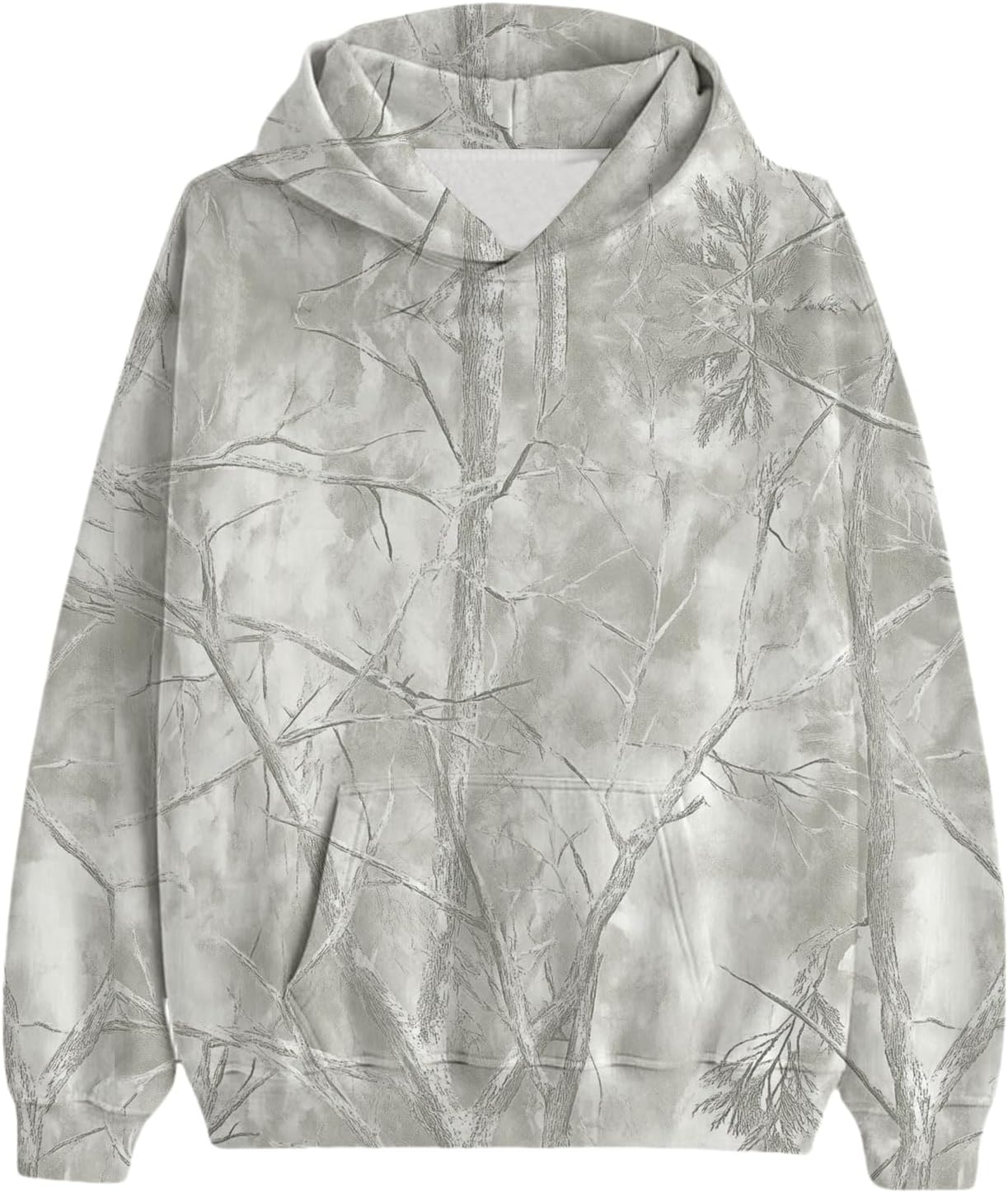 Camo Maple Leaf Hoodie: Cozy Oversized Fleece with Pockets