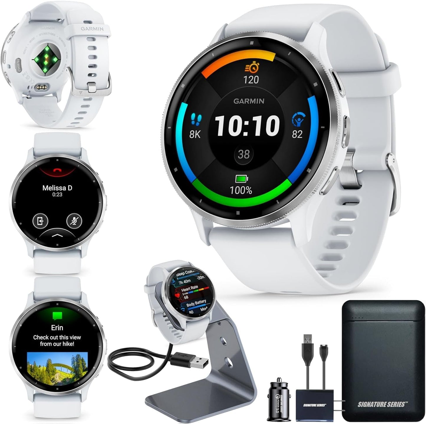 Garmin Venu 3 GPS Smartwatch with AMOLED Display & Power Bundle
