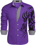 Men's Print Button Down Dress Shirt - Comfortable Casual (Style 4VX6)