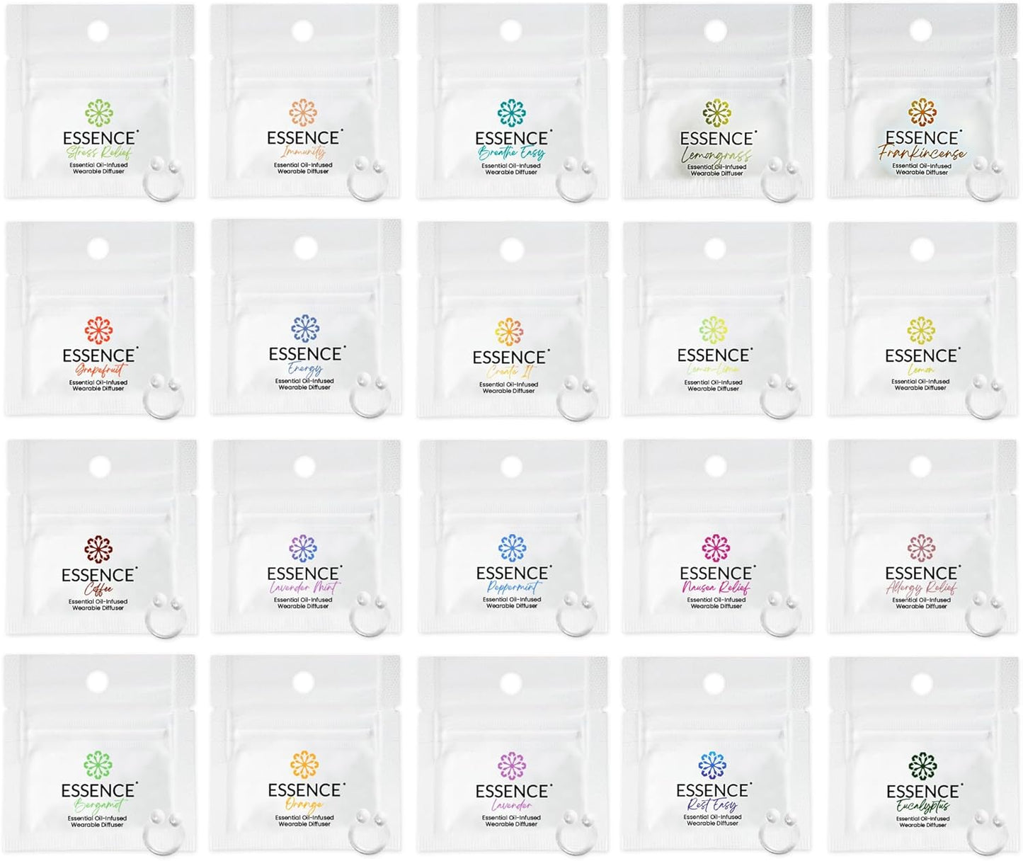 Essence Nasal Diffuser Ring Sample Pack for Mood Support