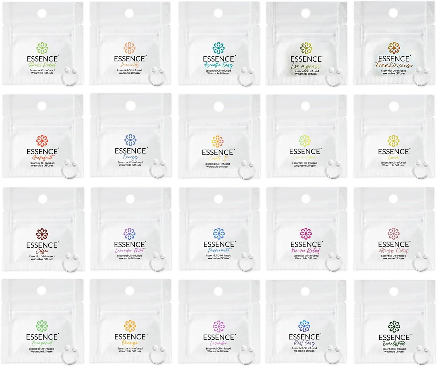 Essence Nasal Diffuser Ring Sample Pack for Mood Support